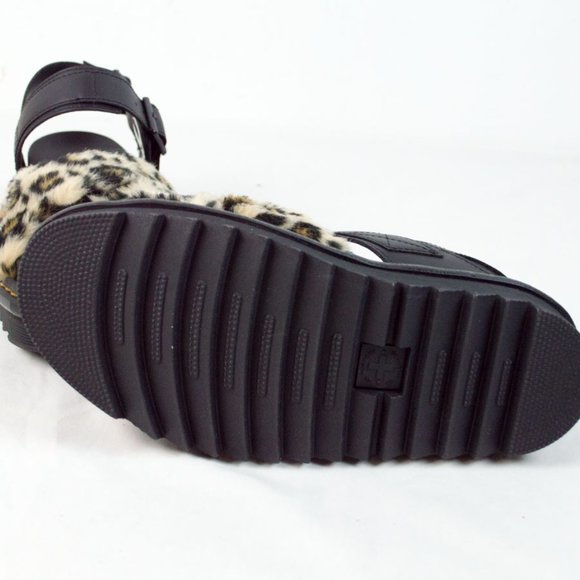 Dr. Martins Voss Fluffy Faux Fur Leather Sandals 8 - Picture 10 of 12